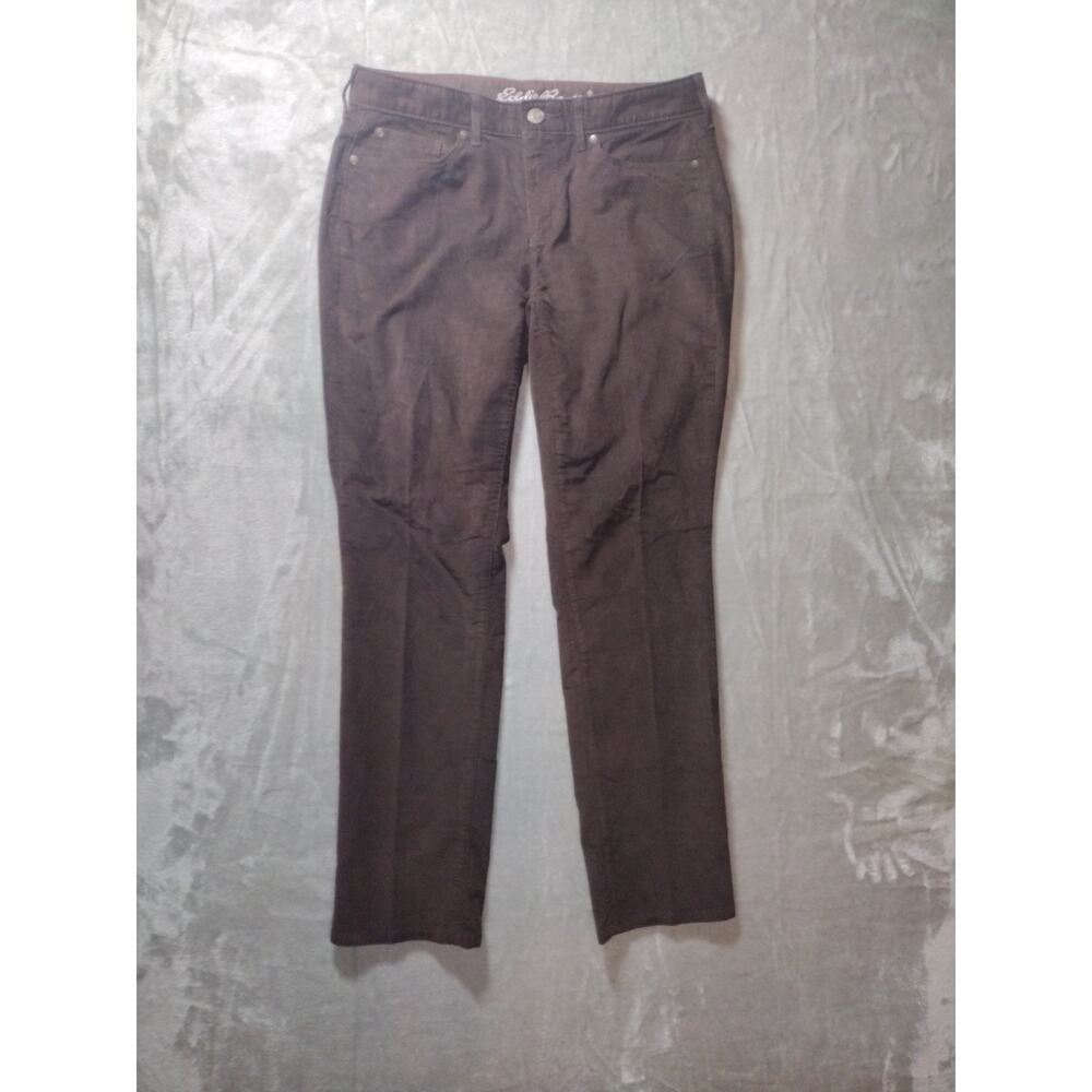 Eddie Bauer Corduroy Pants Women's 8 Brown Straight Leg Curvy Fit Preppy Chic